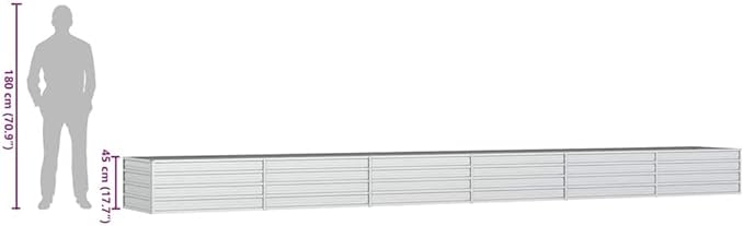 Garden Raised Bed Silver Galvanized Steel Extra Large Outdoor Rectangular Planter for Vegetables Herbs Flowers 236.2 x 31.5 x 17.7 Inches