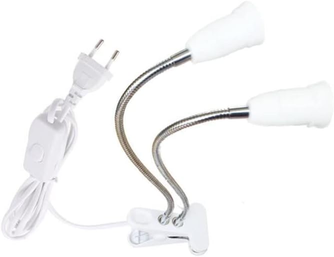 Double E27 Screw Lamp Base Bracket EU US Plug Hose Switch Lamp Holder With Clip For Plant Grow Lighting 20pcs - (Color: EU Plug)
