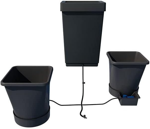 AutoPot 2 Pot XL System with 6.6 Gallon Pots and 12.4 Gallon Tank - Self-Watering Gravity-Fed Hydroponic System - Indoor Black