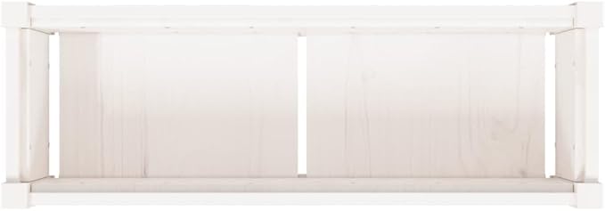 White Solid Pine Wood Garden Planter Rectangular Raised Bed for Outdoor Plants 35.4 x 35.4 x 12.2 inches Durable Decorative Inlays