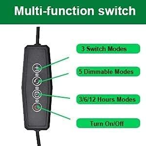 LED Plant Grow Light Growing Lamp Full Spec-Trum for Indoor Plants with Timer 3 Switch Modes 10 Brightness Set-tings Tri Head Growing Light for Seedlings