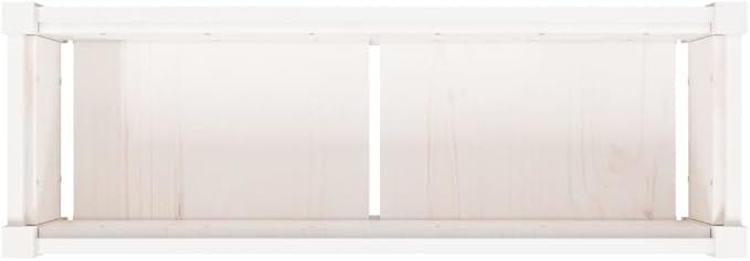 White Solid Pine Wood Garden Planter Set of 2 Large 35.4 Rectangular Outdoor Raised Garden Bed for Flowers Herbs Patio Decor