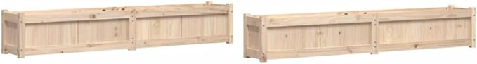 Garden Planter Set of 2 Solid Pine Wood Large 70.9x70.9x12.2 inch Untreated Finish Rectangular Raised Garden Bed for Outdoor Plants Balcony Patio