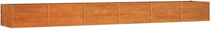Large Corten Steel Garden Raised Bed Rustic &amp Modern Farmhouse Design Outdoor Planter Box Metal Raised Planter Bed for Vegetables Flowers 189x31.5x17.7 Brown-234