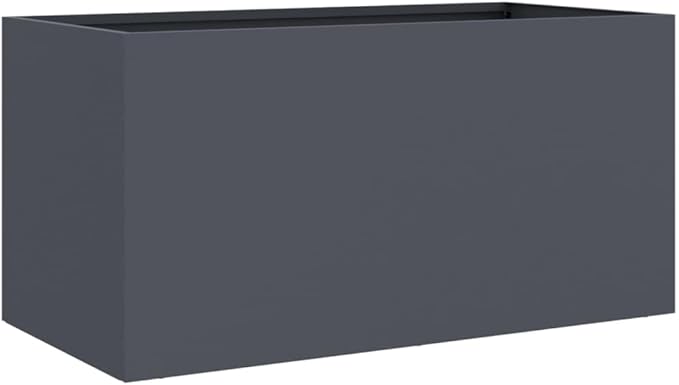 Anthracite Rectangular Planter 11.8x24.4x11.4 in Cold-Rolled Steel Raised Garden Bed Matte Finish Indoor Outdoor Elevated Box for Balcony Patio and Modern Urban Gardening