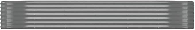 vidaXL Garden Raised Bed in Gray Powder-Coated Steel 98x39.4x14.2 Weather- Oval Planter Pot for Outdoor Use
