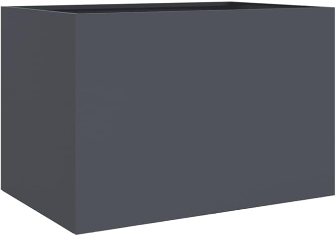 Modern Rectangular Anthracite Steel Raised Planter 24.4 x 18.5 x 18.1 in Powder-Coated Cold-Rolled Metal Elevated Garden Box for Patio Balcony