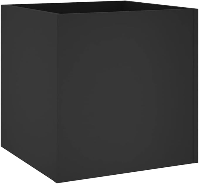 Square Planter Box Black Engineered Wood 15.7x15.7x15.7 inch Modern Indoor Decor Living Room Bedroom Office Low Maintenance