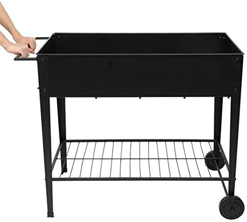Mobile Metal Raised Garden Bed Cart on WheelsElevated Tall Planter Box for Outdoor Indoors House Patio Backyard Vegetables Flower Herb Patio Grow (Black)