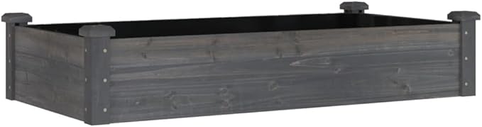 Wooden Garden Raised Bed with Liner Wood Planter Box Outdoor Garden Planting Planter Box for Flowers/Vegetables/Herbs Gray 47.2x23.6x9.8 Solid Wood Fir-735