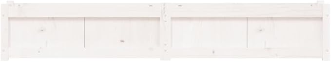 Garden Planter Set of 2 White Solid Pine Wood Large 70.9x70.9x12.2in Rectangular Outdoor Raised Garden Bed for Flowers Herbs Vegetables