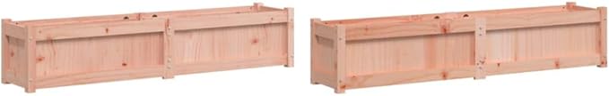 Unfinished Solid Douglas Wood Garden Planter Set of 2 Large Rectangular Raised Garden Bed for Outdoor Plants 59.1x59.1x12.2 Inch Patio Balcony Backyard Gardening