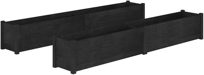 2pcs Wooden Garden Planter Box Outdoor Raised Garden Bed Garden Yard Wood Box for Vegetables Flowers Herbs and Succulents Black 78.7x12.2x12.2 Solid Wood Pine