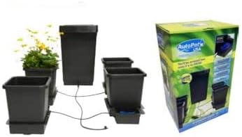 AutoPot 4 Pot System (3.9 Gallon Plastic Pots) (*Includes AIRBASES &amp AIRDOMES) Self-Watering Gravity-Fed Hydroponic System (4Pot - 3.9 Gallon - 12.4 Gallon Tank)
