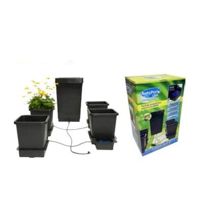 AutoPot 4 Pot System with 3.9 Gallon Plastic Pots and 12.4 Gallon Tank - Self-Watering Gravity-Fed Hydroponic Systems (4Pot - 3.9 Gallon - 12.4 Gallon Tank)