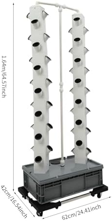 56-Plant Hydroponic Growing System Vertical Garden Planter Kit with Intelligent Water Pump &amp Timer Indoor/Outdoor Hydroponics for Gardening Enthusiasts (White)