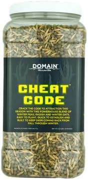 Domain Outdoors Cheat Code Deer Food Plot Seed - No-Equipment &amp Easy-to-Plant Fall Mix - Annual Seed for Whitetail Deer 5.5 lb. - Covers 1/6 Acre