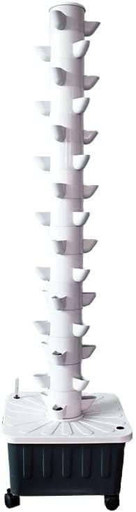 Vertical Hydroponic Grow Tower Aeroponic Tower for Fruits and Vegetables 15 Layer 45 Plants Sites with Movable Water Tank Hydrating Pump Timer