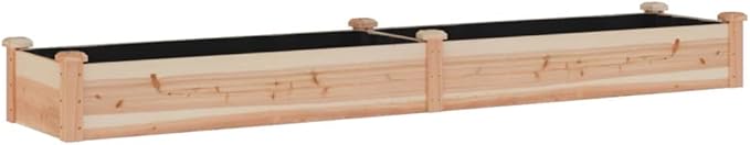 Garden Raised Bed Natural Solid Fir Wood 94.5x17.7x9.8 Inch Breathable Fabric Liner Rectangular Planter Box for Outdoor Plants Vegetable Flower Gardening
