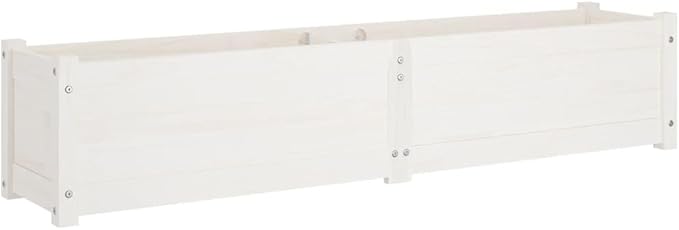 vidaXL 2-Piece Garden Raised Beds in White Solid Pinewood Constructed Ideal for Outdoors Spacious Flower Boxes Easy Assembly Required
