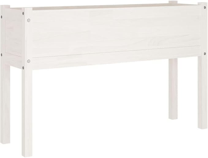 White Solid Wood Pine Garden Planter Boxes - 2 pcs 43.3 Large Outdoor Flower Plant Beds for Gardening &amp Planting