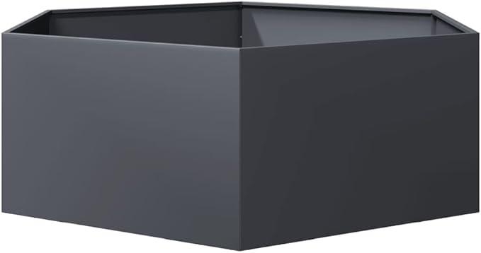 Large Anthracite Steel Hexagonal Garden Planter 47.2x54.3x17.7in Outdoor Raised Garden Bed for Flowers Herbs Durable Metal Planter Box