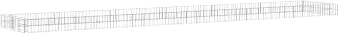 Gabion Raised Bed Silver Galvanized Steel Extra Large Outdoor Planter for Garden and Terrace 236.2 x 39.4 x 7.9 Inch Rectangular