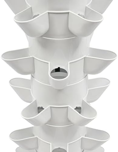 56-Plant Hydroponic Growing System - Indoor &amp Outdoor Garden Planter Kit with Pump &amp Wheels Smart Hydroponic Tower for Vegetables &amp Herbs Space-Saving Vertical Garden White Base