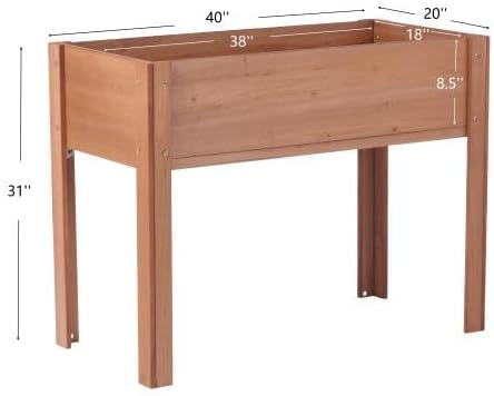 48x24x30 inch Raised Garden Bed with Legs Elevated Wooden Planter Box for Outdoor Plants Flowers Fruits Vegetable Herb Growing. (40 * 20 * 31 Brown)