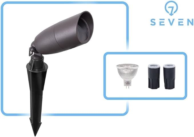 Aluminum Landscape Spotlights 12V AC/DC 36° Beam Angle | Low Voltage Lights with Ground Spike - 5W MR16 Bulb 400 Lumen - Security Lighting for Outside &amp Pool Area