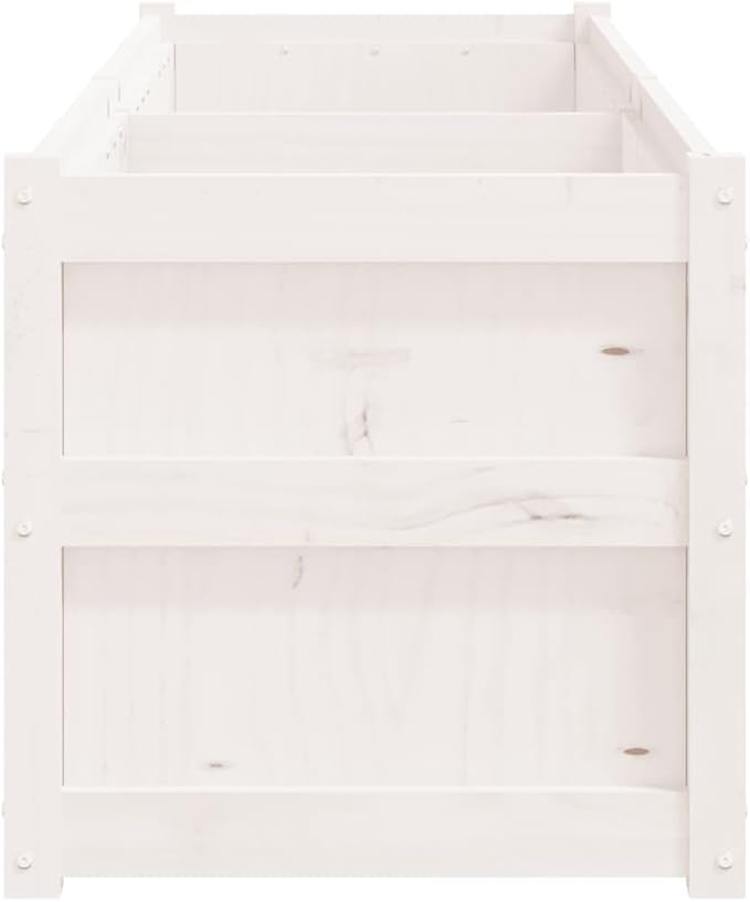 White Solid Pine Wood Raised Garden Bed 70.9x19.7x19.7 inch Large Outdoor Planter Box for Patio Balcony and Herb Gardening