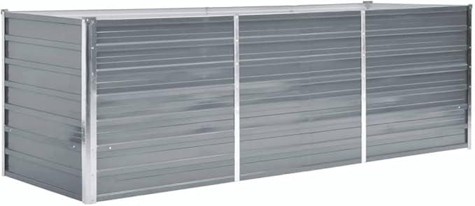 Raised Garden Bed Grey Galvanized Steel 94.5x31.5x30.3 in Sturdy Outdoor Planter Box for Vegetables Herbs Flowers