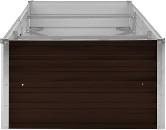 Garden Raised BedFreestanding PlantersMultifunctional High BedsBalcony Planter BoxPlant Privacy FencePatio Raised Bedsfor VegetablesFlowersOutdoorBrown 94.5x31.5x17.7 Galvanized Steel