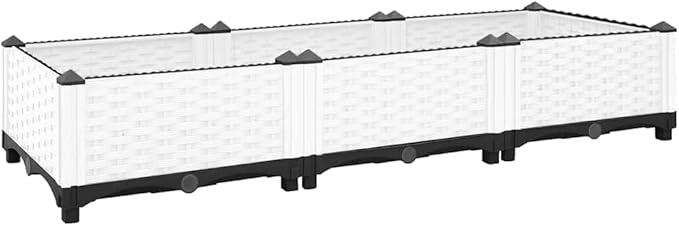 vidaXL Raised Bed Growing Box Container Outdoor Flower Plant Pot Garden Bed Planter for Vegetables Flowers Herbs 120x40x23 cm Polypropylene White