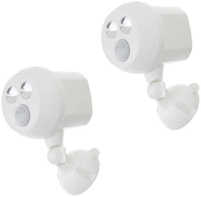 Mr. Beams MB382 400 Lumen Version Weatherproof Wireless Battery Powered Led Ultra Bright Spotlight with Motion Sensor 2-Pack White White 400 Lumens (MB382-WHT-02-13)