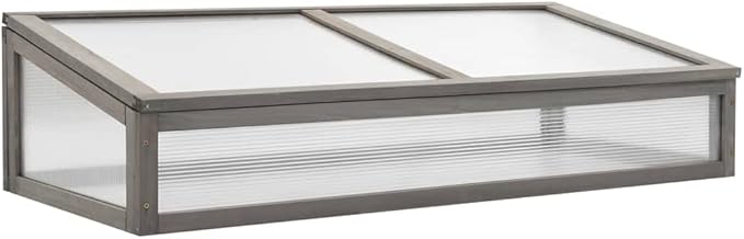 YAFF Raised Bed with Greenhouse 43.3x21.3x47.2 Solid Fir Wood(Gray)
