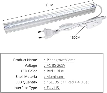 Lights LED Grow Light Full Spectrum Lamp 6W 12W 18W 24W 30W Led Grow Light 110V 220V T5 Tube LED Phyto Lamp for Plants Indoor Garden (Color : 2 Sets)