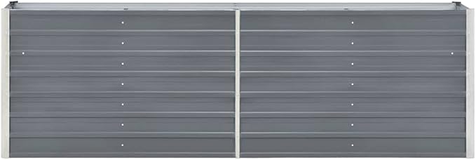 Garden Raised Bed Galvanized Steel 94.5x15.7x30.3 Gray