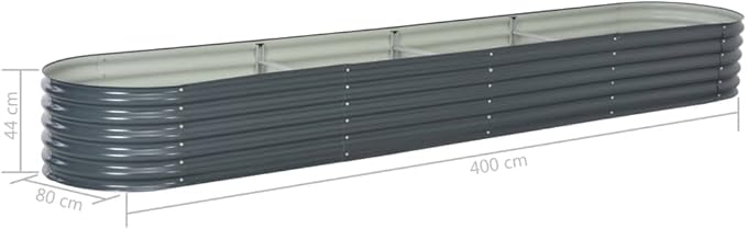 Raised Garden Bed Kit for Vegetables Flower Galvanized Metal Planter Boxs Large Garden Bed Metal Plant Stakes 157.5x31.5x17.3 Galvanized Steel Gray