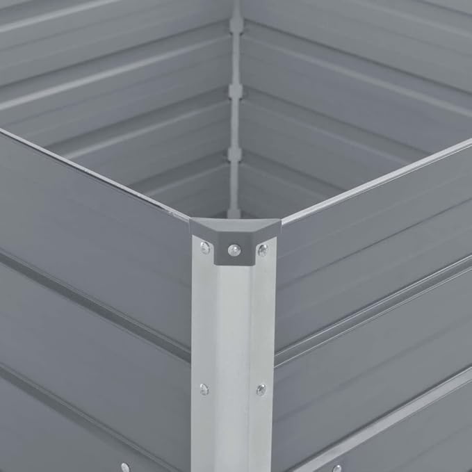 Grey Galvanized Steel Raised Garden Bed 39.4x39.4x17.7 inch Square Planter for Outdoor Plants Durable Metal for Vegetables Herbs Flowers