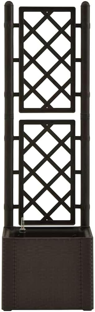 Garden Raised Bed with Trellis - 16.9 x 55.9 Large Mocha Planter Box Self Watering System for Vegetables Flowers Herbs Tall Outdoor Planting