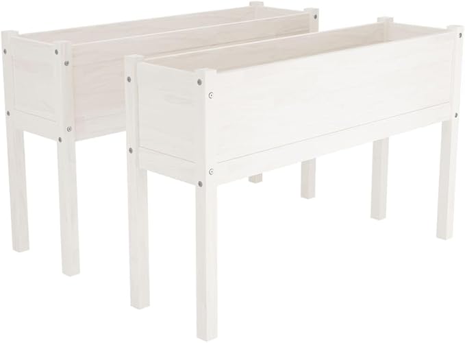 Garden PlantersMultifunctional Raised BedPlant Privacy FenceBalcony Planter BedsHerb PlantersGreenhouse Planterfor HerbsFlowersOutdoorVegetables2 pcs White 43.3x12.2x27.6 Solid Wood Pine