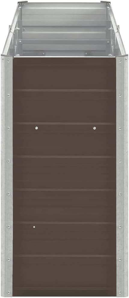 Garden Raised Bed Outdoor planters Garden Bed Planter Boxes Outdoor Suitable for Backyard Patios Flowers Restaurants Galvanized Steel 94.5x15.7x30.3 Brown