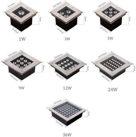 Outdoor Landscape Spotlights Square Buried Lights - Ground LED Landscape Lights Outdoor Recessed IP66 Waterproof In-Ground Lamp AC85-265V LED Spotlights for Driveway G