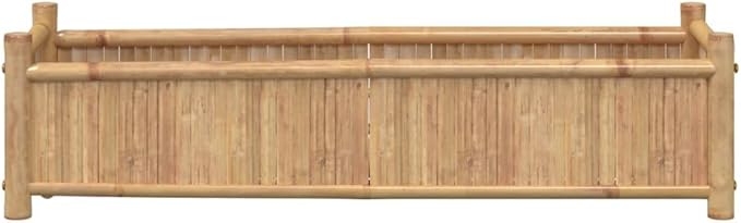Large Bamboo Planter Box for Outdoor Vegetables Flowers &amp Herbs 39.4 inch Garden Planting Bed for Gardening and Growing - Elevated Plant Trough
