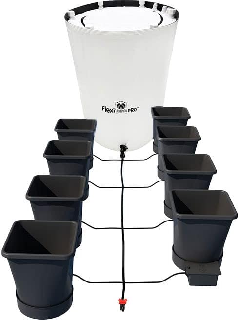 AutoPot 8 Pot XL System with 6.6 Gallon Plastic Pots and 25 Gallon PRO FlexiTank - Self-Watering Gravity-Fed Hydroponic System (8PotXL - 6.6 Gallon - 25 Gallon PRO FlexiTank) Indoor Black