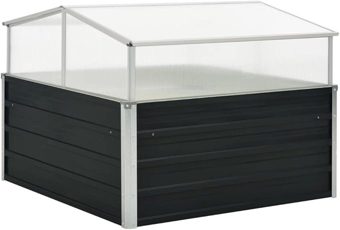 Garden Portable Aluminum Frame Greenhouse Raised Flower Planter Protection Indoor &amp Outdoor Mini Greenhouse for Garden Patio Balcony Anthracite 39.4x39.4x30.3 Galvanized Steel-584