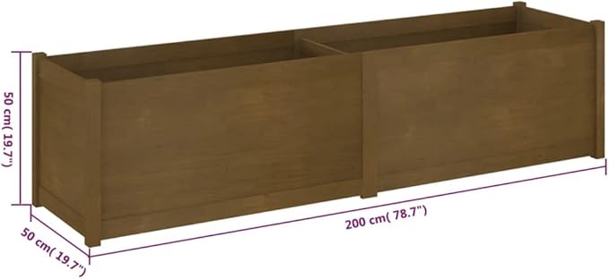 Honey Brown Solid Pine Wood Planter 78.7 in x 19.7 in Rectangular Raised Garden Bed for Outdoor Plants Durable Gardening Solution