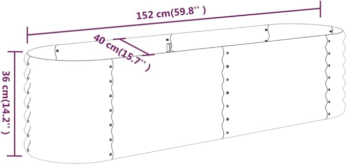 SKM Garden Raised Bed Powder-Coated Steel 59.8x15.7x14.2 Gray (4.86 KG/10.692 LBS)