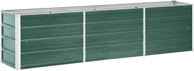 Raised Bed Green Galvanized Steel Large Rectangular Garden Planter 94.5x94.5x17.7 inch Outdoor Elevated Garden Bed for Vegetables Herbs Flowers